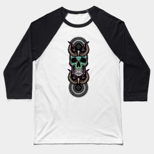 Skull with owl Baseball T-Shirt